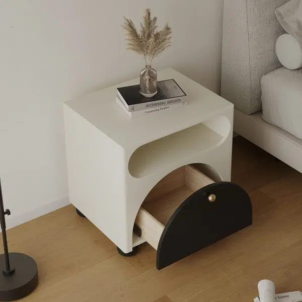 Contemporary Nordic Pine Wood Cube Nightstand 1-Drawer Dice Design For Bedroom - Image 3