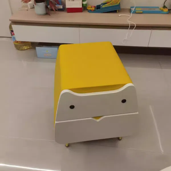 Contemporary Creative Microfiber Leather, Wood & Carbon Steel Cat-Shaped Nightstand With 2-Drawer For Kids' Bedroom - Image 8