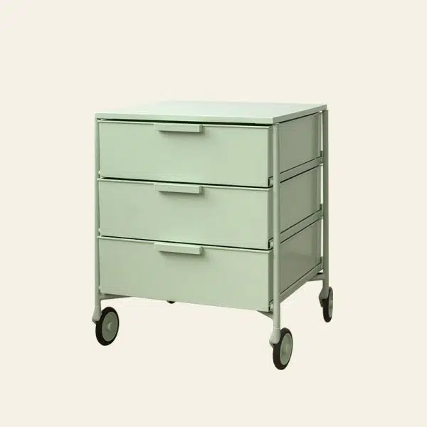 Contemporary Nordic Iron & ABS Rectangular Movable Side Table 3-Drawer For Bedroom & Living Room - Image 17