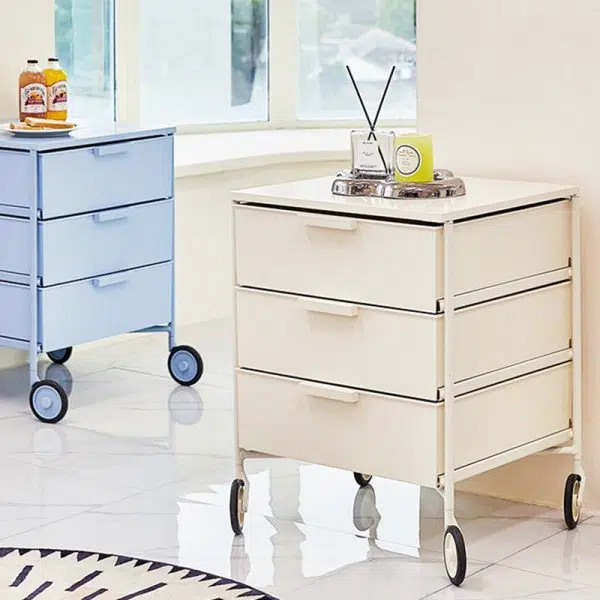 Contemporary Nordic Iron & ABS Rectangular Movable Side Table 3-Drawer For Bedroom & Living Room - Image 10