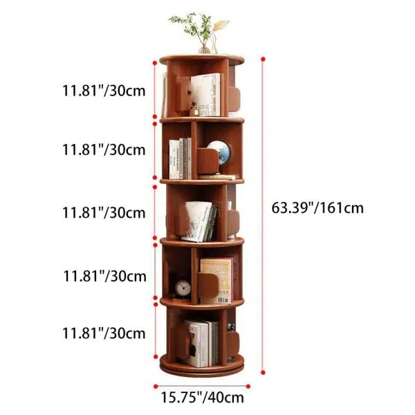 Modern Minimalist Solid Wood Round Cylinder Rotating Bookshelf 2/3/4/5 Tier For Home Office And Living Room - Image 7