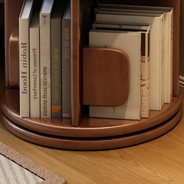 Modern Minimalist Solid Wood Round Cylinder Rotating Bookshelf 2/3/4/5 Tier For Home Office And Living Room - Image 8