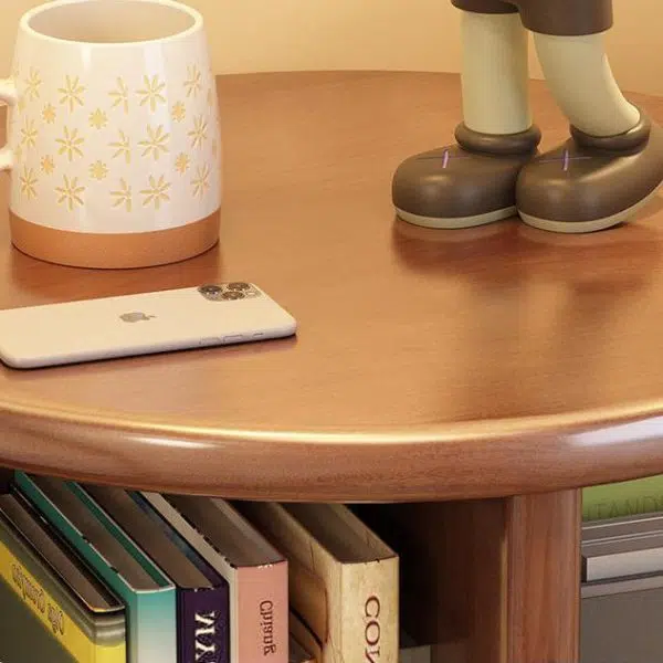 Modern Minimalist Solid Wood Round Cylinder Rotating Bookshelf 2/3/4/5 Tier For Home Office And Living Room - Image 9