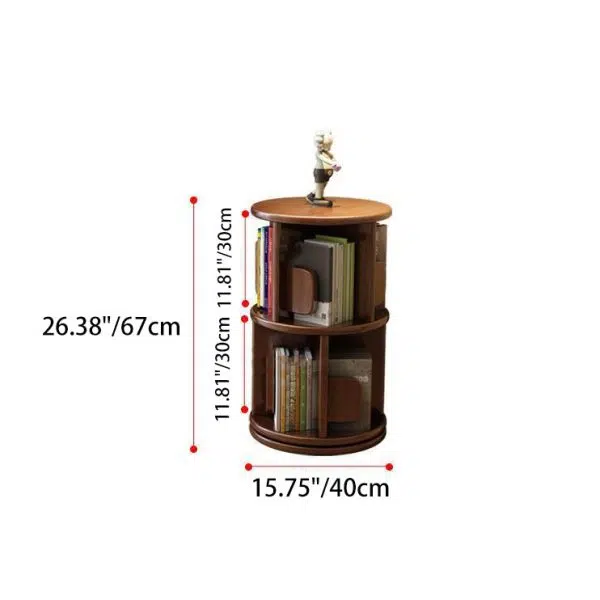 Modern Minimalist Solid Wood Round Cylinder Rotating Bookshelf 2/3/4/5 Tier For Home Office And Living Room - Image 4