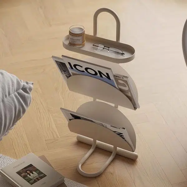 Contemporary Nordic Iron Oval Semi-Circle Side Table 3-Tier For Living Room - Image 15