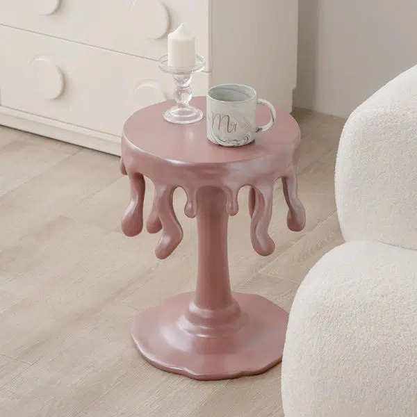 Contemporary Nordic Resin Waterdrop & Round Side Table For Living Room & Bedroom - Image 3