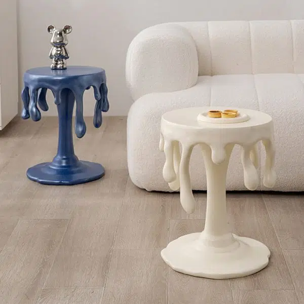 Contemporary Nordic Resin Waterdrop & Round Side Table For Living Room & Bedroom - Image 2