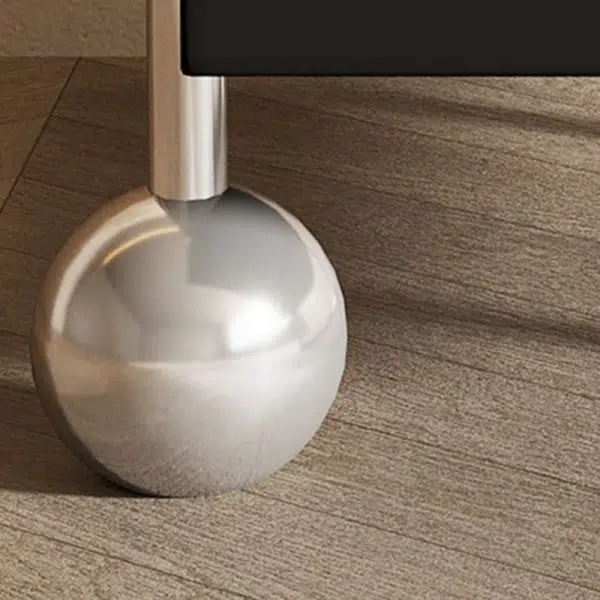 Contemporary Nordic Wood & Stainless Steel Square Nightstand With 2 Drawers For Bedroom & Living Room - Image 9