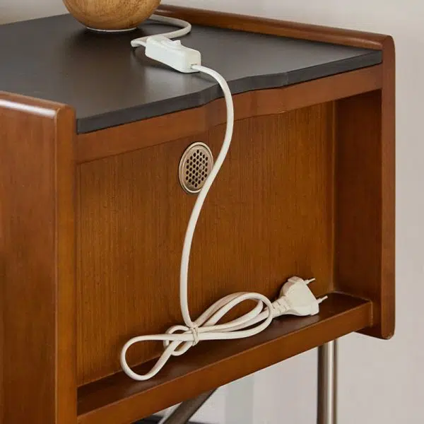 Contemporary Nordic Rock Slab, Pine, Boxwood & Stainless Steel Square Nightstand With 2-Drawers For Bedroom & Living Room - Image 9