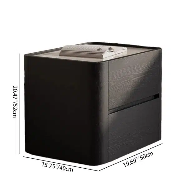 Contemporary Nordic Wood Rectangular Nightstand With 2-Drawer For Bedroom & Living Room - Image 4