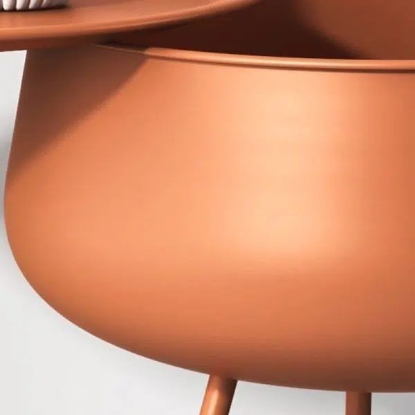 Contemporary Nordic Iron Round Nightstand With 1-Storage For Bedroom And Living Room - Image 7