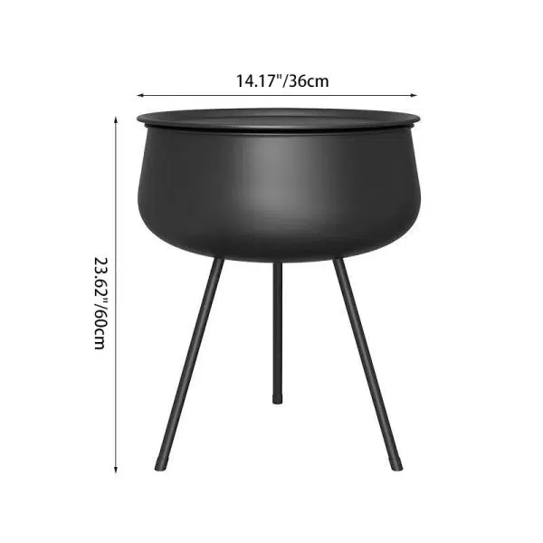 Contemporary Nordic Iron Round Nightstand With 1-Storage For Bedroom And Living Room - Image 5