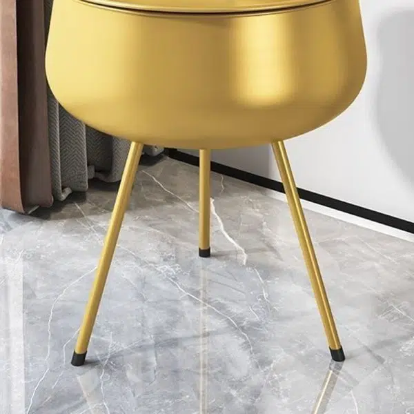 Contemporary Nordic Iron Round Nightstand With 1-Storage For Bedroom And Living Room - Image 9