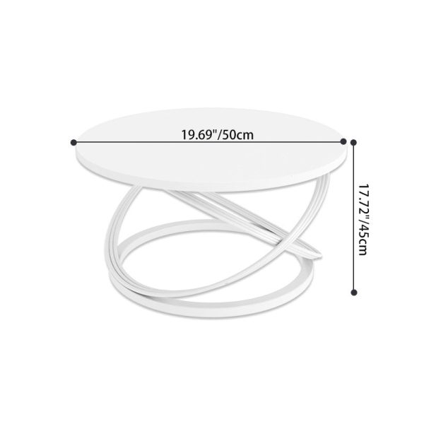 Contemporary Nordic Rock Slab & Iron Round Top X-Base Coffee Table For Living Room And Bedroom - Image 4
