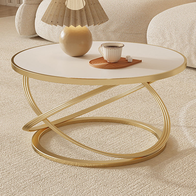 DFM-Table-BM01661-4.jpg Contemporary Nordic Rock Slab & Iron Round Top X-Base Coffee Table For Living Room And Bedroom - Image 1