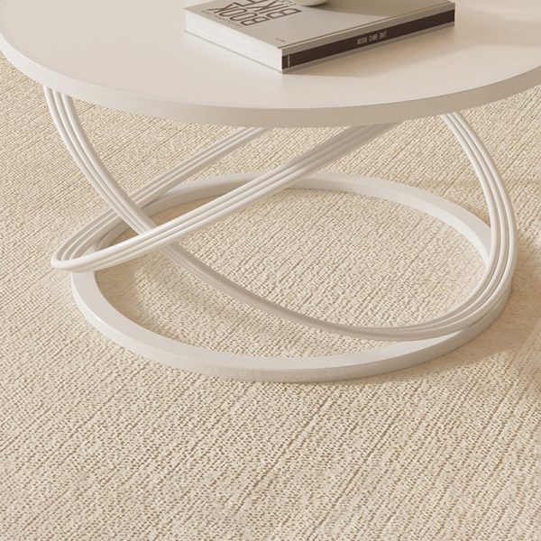 Contemporary Nordic Rock Slab & Iron Round Top X-Base Coffee Table For Living Room And Bedroom - Image 6