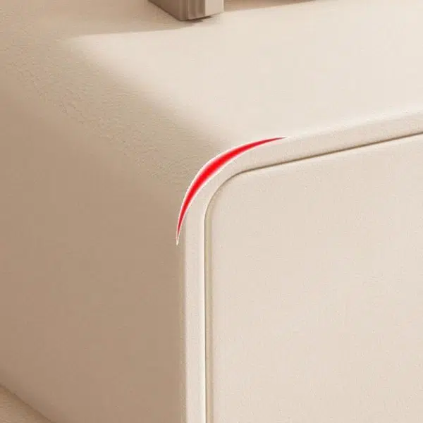 Contemporary Nordic Microfiber Leather & Plank Square Nightstand With 2 Drawers For Bedroom And Living Room - Image 11