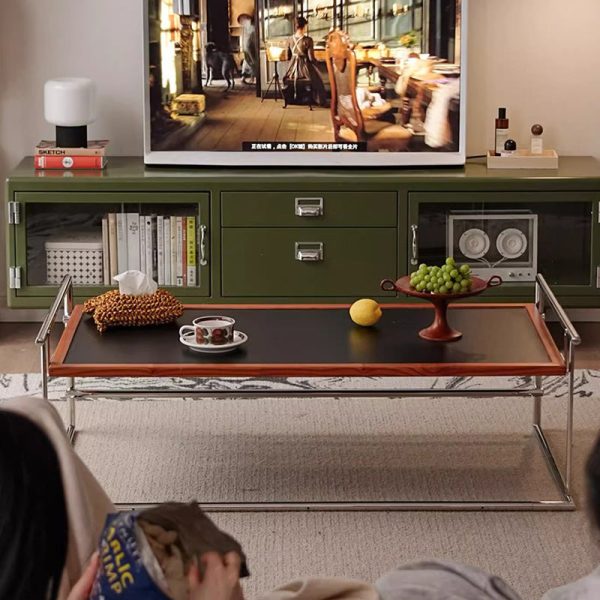 Contemporary Nordic Plank, Wood & Stainless Steel Rectangular Coffee Table With 90?? Flip Top For Living Room And Bedroom - Image 11