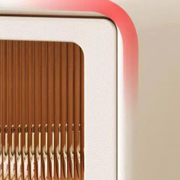 Contemporary Nordic Microfiber Leather, Wood & Glass Square Nightstand With 2 Drawers For Bedroom And Living Room - Image 8