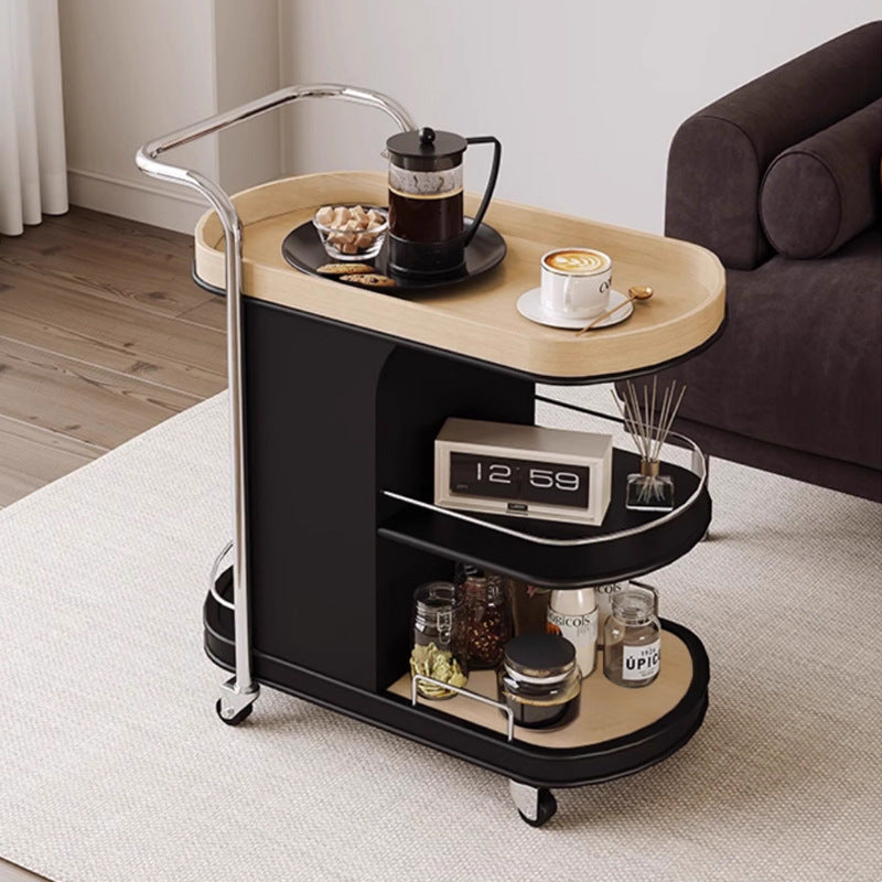 DFM-Table-BM01703-2.jpg Contemporary Nordic MDF & Stainless Steel Oval Rolling Side Table 3-Tier For Bedroom And Living Room - Image 1