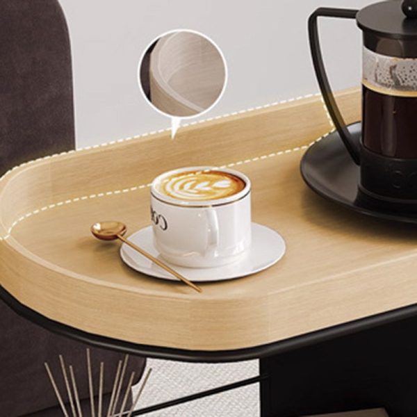 Contemporary Nordic MDF & Stainless Steel Oval Rolling Side Table 3-Tier For Bedroom And Living Room - Image 5