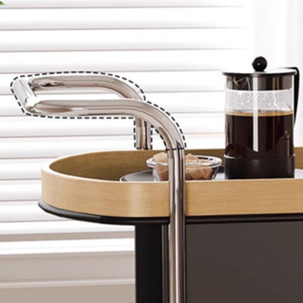 Contemporary Nordic MDF & Stainless Steel Oval Rolling Side Table 3-Tier For Bedroom And Living Room - Image 7