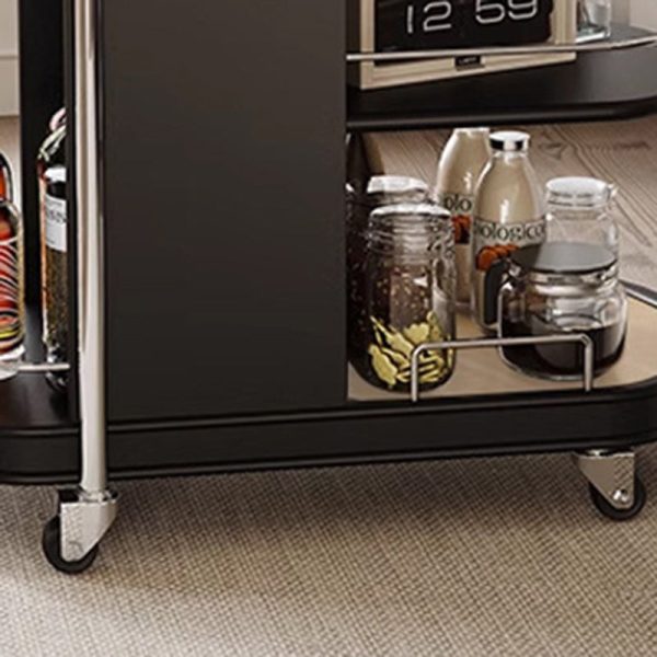 Contemporary Nordic MDF & Stainless Steel Oval Rolling Side Table 3-Tier For Bedroom And Living Room - Image 6