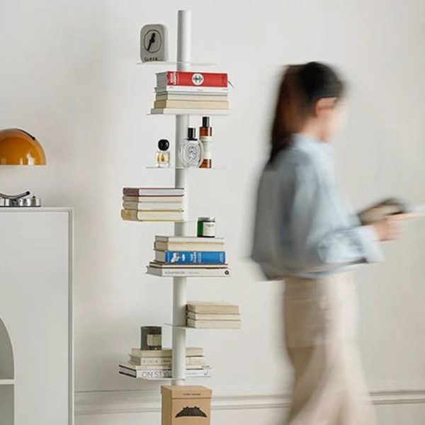 Modern Minimalist Iron Square Rotating Bookshelf 9-Tier For Living Room & Home Office - Image 8