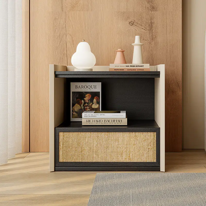 DFM-Table-BM01780-1.jpg Contemporary Nordic Wood Square Nightstand With 1-Drawer Storage For Bedroom & Living Room - Image 1