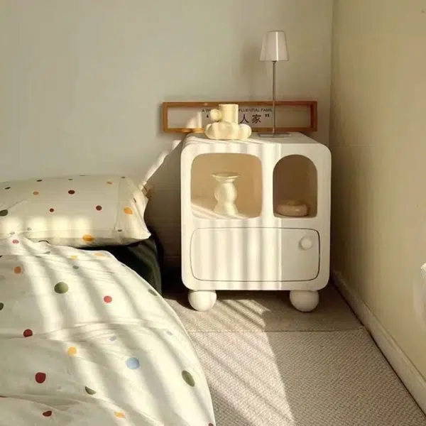 Contemporary Nordic E1 Board Square Nightstand With 1-Drawer For Bedroom & Living Room - Image 3
