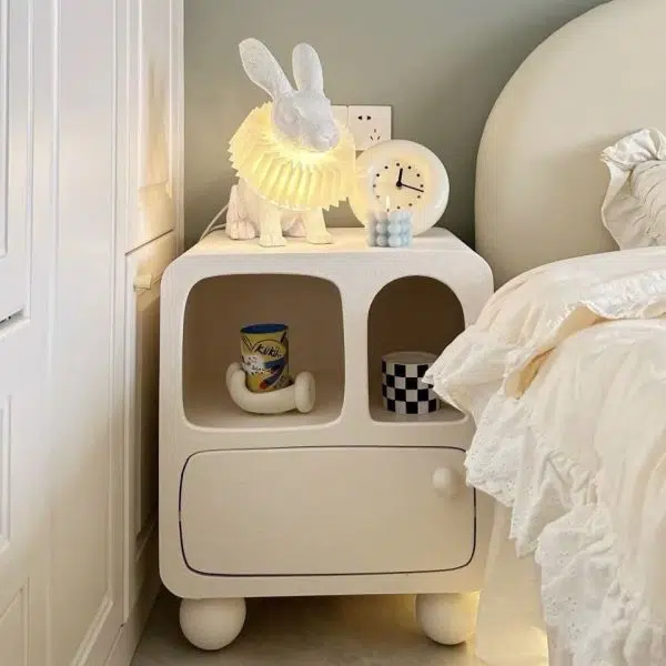 Contemporary Nordic E1 Board Square Nightstand With 1-Drawer For Bedroom & Living Room - Image 6