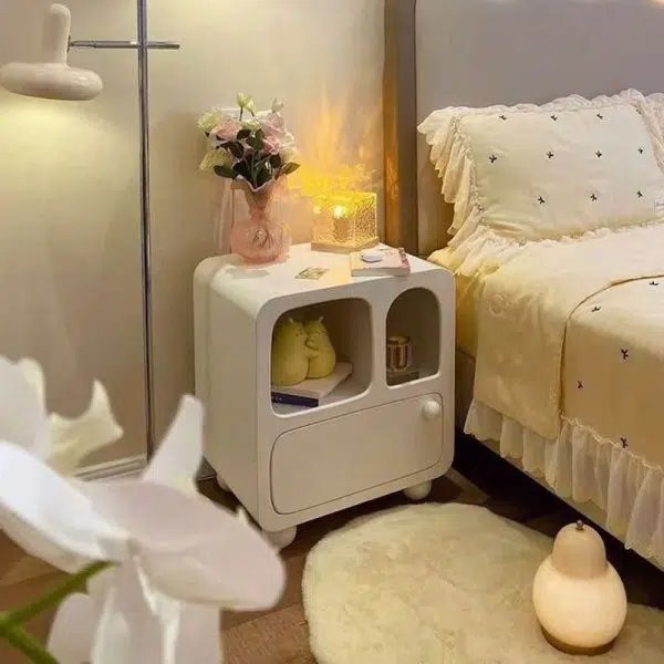 Contemporary Nordic E1 Board Square Nightstand With 1-Drawer For Bedroom & Living Room - Image 8