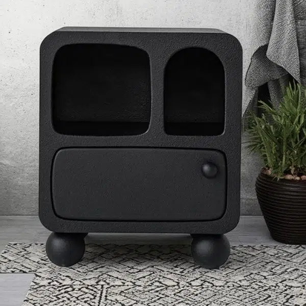 Contemporary Nordic E1 Board Square Nightstand With 1-Drawer For Bedroom & Living Room - Image 12