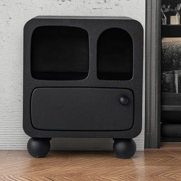 Contemporary Nordic E1 Board Square Nightstand With 1-Drawer For Bedroom & Living Room - Image 13