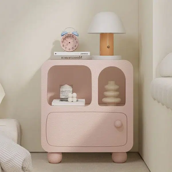 Contemporary Nordic E1 Board Square Nightstand With 1-Drawer For Bedroom & Living Room