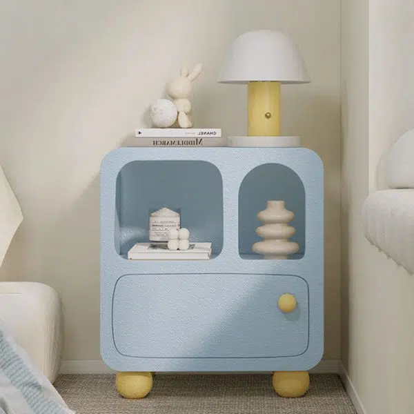 Contemporary Nordic E1 Board Square Nightstand With 1-Drawer For Bedroom & Living Room - Image 2