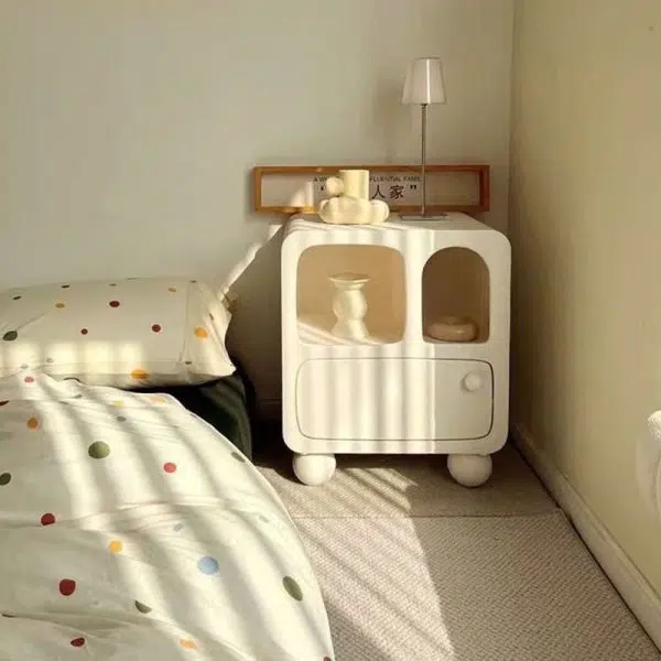 Contemporary Nordic E1 Board Square Nightstand With 1-Drawer For Bedroom & Living Room - Image 10