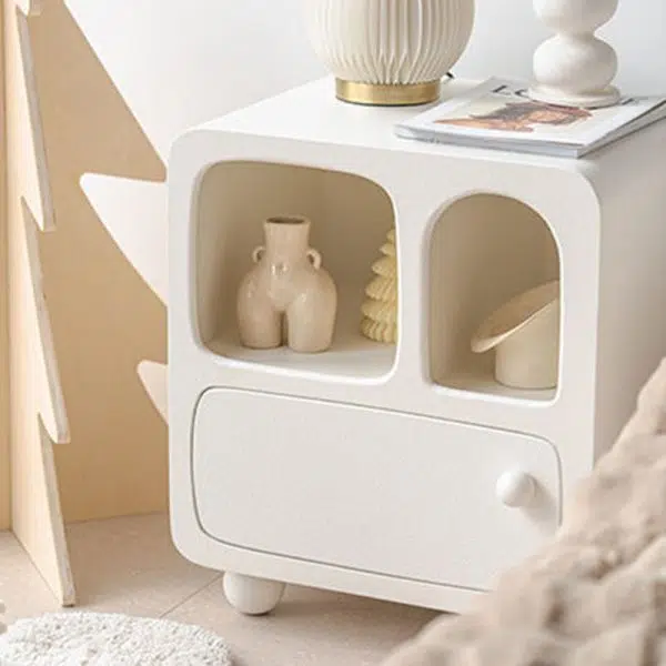 Contemporary Nordic E1 Board Square Nightstand With 1-Drawer For Bedroom & Living Room - Image 7