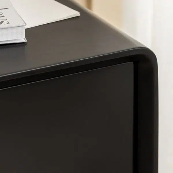 Contemporary Nordic Wood & Stainless Steel Rectangular Nightstand With 2 Drawers For Bedroom & Living Room - Image 5