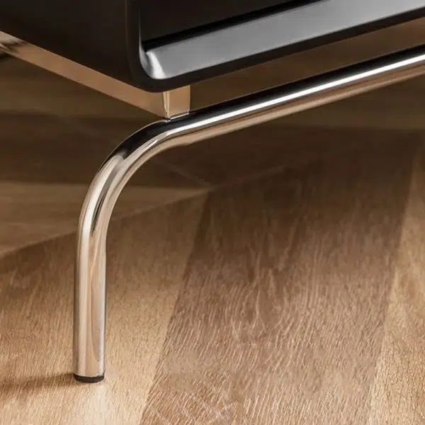 Contemporary Nordic Wood & Stainless Steel Rectangular Nightstand With 2 Drawers For Bedroom & Living Room - Image 7