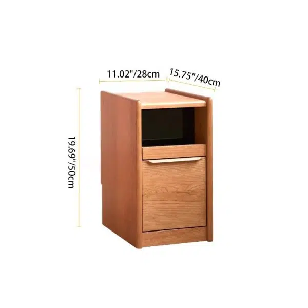 Contemporary Nordic Solid Wood Rectangular Nightstand With 2 Drawers For Bedroom & Living Room - Image 4