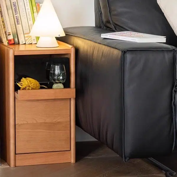 Contemporary Nordic Solid Wood Rectangular Nightstand With 2 Drawers For Bedroom & Living Room - Image 13