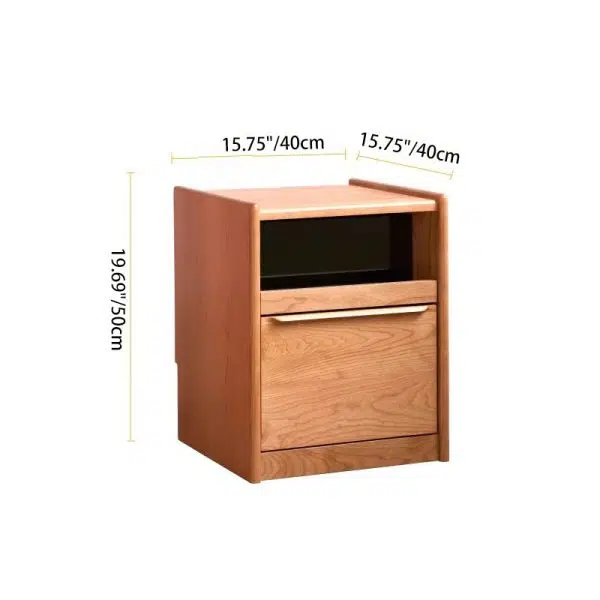 Contemporary Nordic Solid Wood Rectangular Nightstand With 2 Drawers For Bedroom & Living Room - Image 5