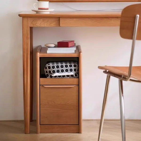 Contemporary Nordic Solid Wood Rectangular Nightstand With 2 Drawers For Bedroom & Living Room - Image 11