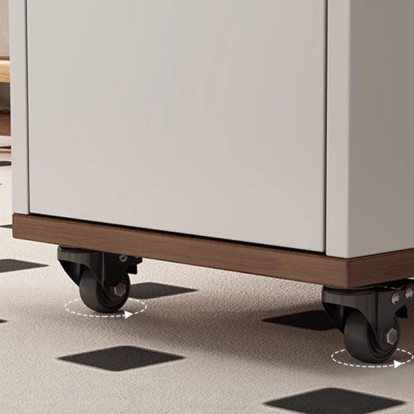 Contemporary Nordic Eco-Board & Stainless Steel Trapezoid Side Table With 1-Drawer And Rotatable Liftable Top For Bedroom & Living Room - Image 6