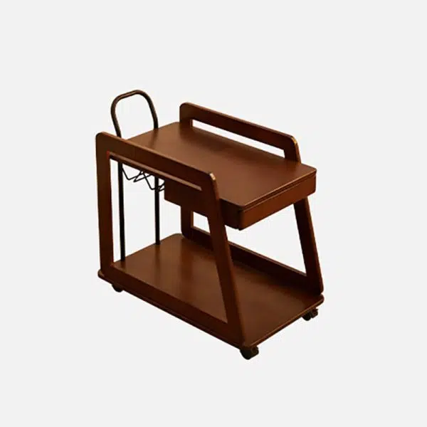 Contemporary Scandinavian Solid Wood Iron Trapezoid Movable End Table 2-Tier For Living Room & Dining Room - Image 22