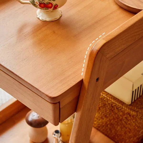 Contemporary Scandinavian Solid Wood Iron Trapezoid Movable End Table 2-Tier For Living Room & Dining Room - Image 10