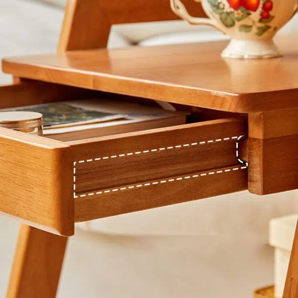 Contemporary Scandinavian Solid Wood Iron Trapezoid Movable End Table 2-Tier For Living Room & Dining Room - Image 6