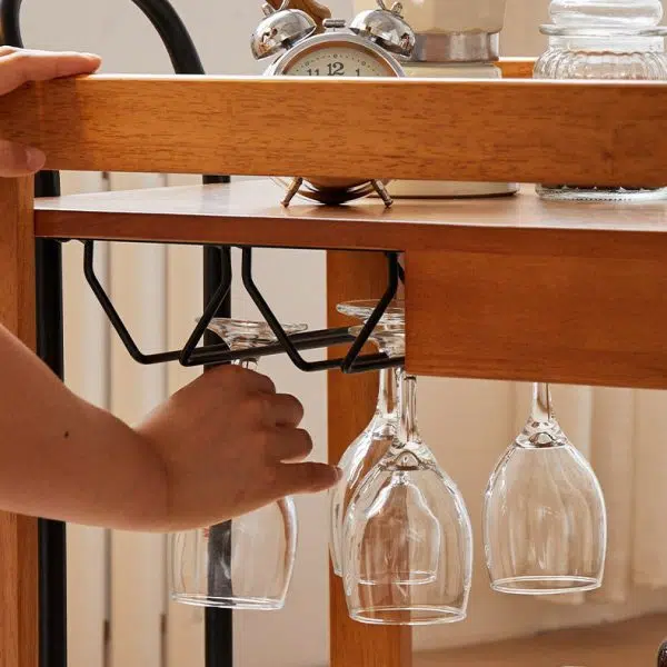 Contemporary Scandinavian Solid Wood Iron Trapezoid Movable End Table 2-Tier For Living Room & Dining Room - Image 8