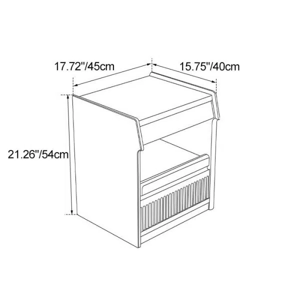 Contemporary Scandinavian Black Walnut Rectangular Textured Nightstand With 2 Tiers For Bedroom - Image 4